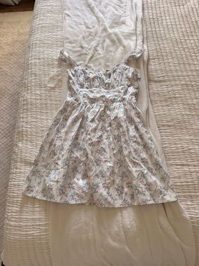 Altar'd State White Floral Sundress with Pink & Blue Flowers